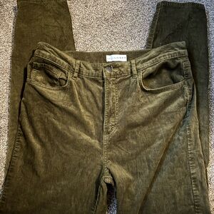 LOFT Dark Green Corduroy Trousers